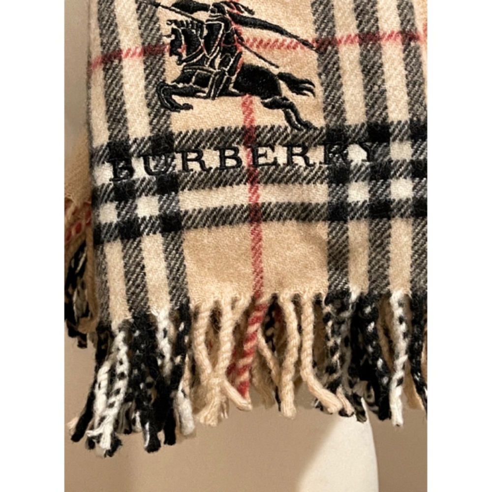 ✨Authentic BURBERRY Knight Logo Print Nova Plaid Check Wool Scarf Shawl Wrap - Picture 2 of 10